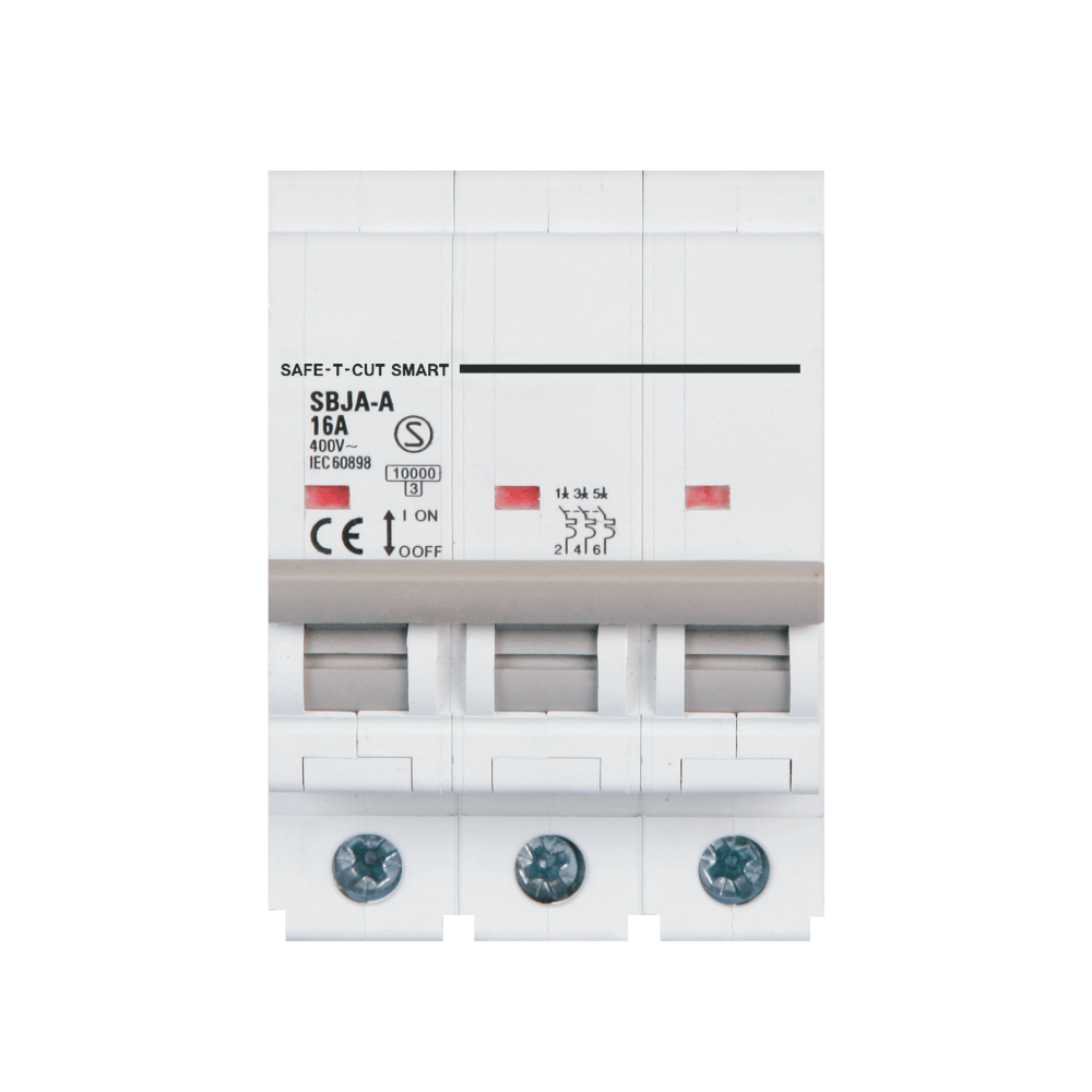 เซอร์กิตเบรกเกอร์ 16 แอมป์ 3 โพล 10KA เซฟ-ที-คัท สมาร์ท รุ่น US สีขาว